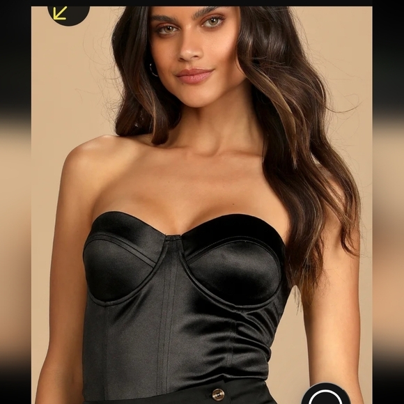 NWT LULU'S SATIN BUSTIER STRAPLESS THONG BODYSUIT W/FULL ZIP SNAP CROTCH STYLE - Picture 2 of 16